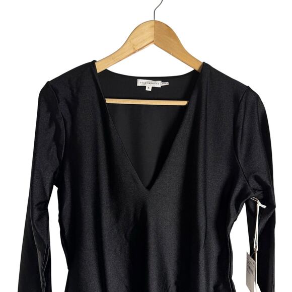 Good American High Shine Compression Deep V-Neck Long Sleeve Bodysuit Plus XXL - Picture 7 of 12